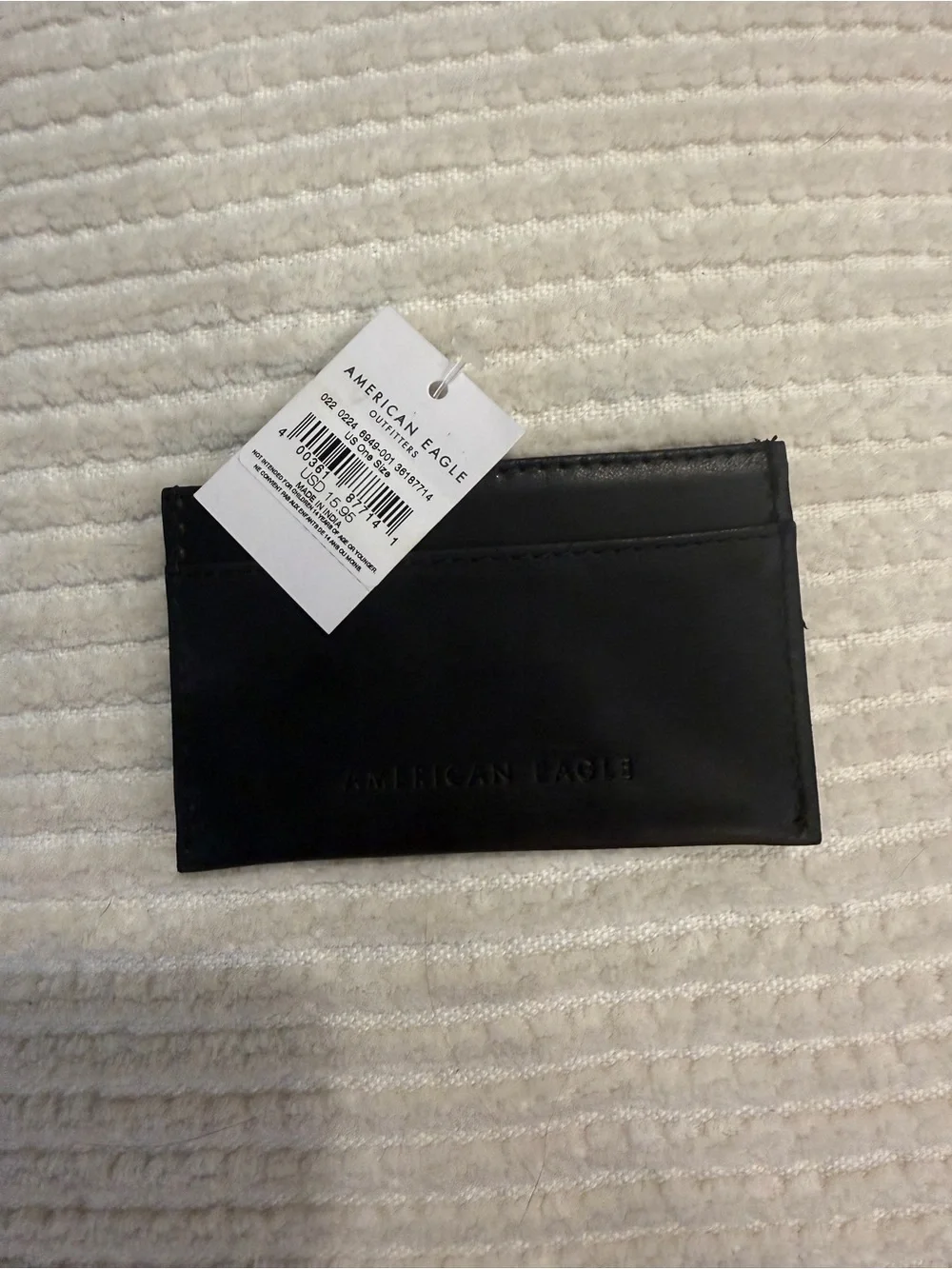 American Eagle Black Logo Credit Card Holder Wallet NWT